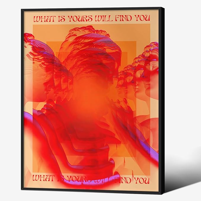 Retro Hippie Trippy Posters Vintage Red 70s 80s Wall Art Trendy Face Eye Canvas by Medpol