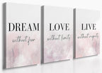 GUBIYU Love Decor for Bedroom Dream Live Quotes Posters Prints Set of 3 Pink by GUBIYU
