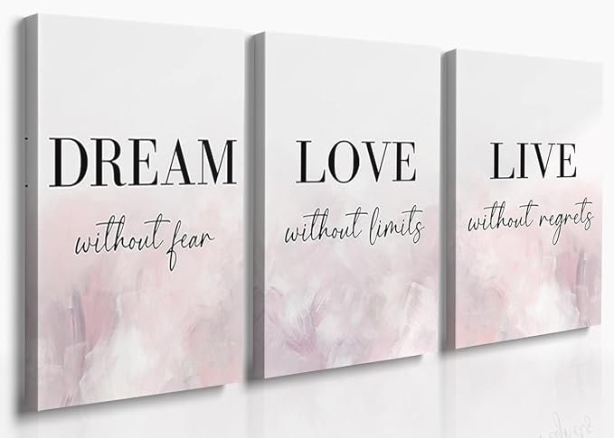 GUBIYU Love Decor for Bedroom Dream Live Quotes Posters Prints Set of 3 Pink - Image 8