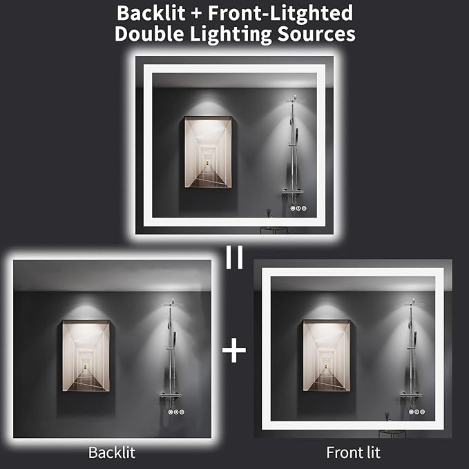 LOAAO 40"X36" LED Bathroom Mirror - Image 6