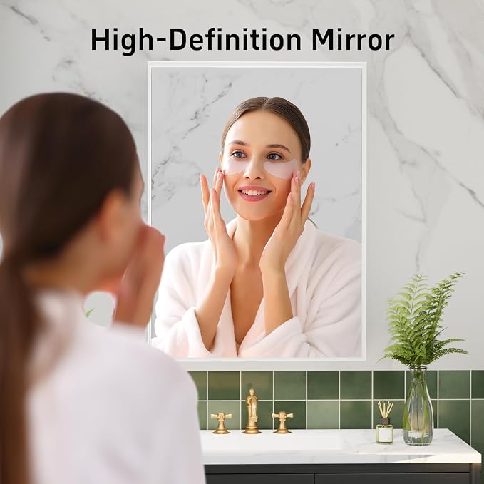 24x32 Inch White Bathroom Mirror, Wall Mounted Bathroom Vanity Mirrors - Image 2