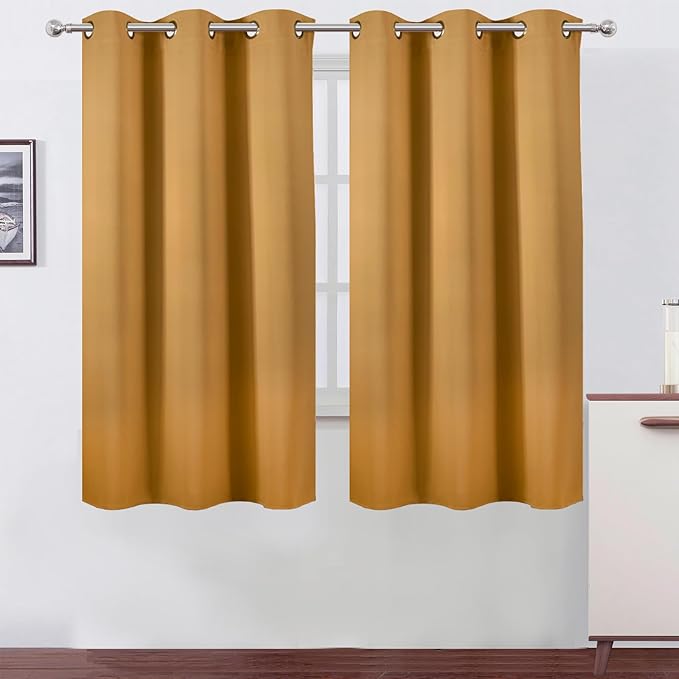 LEMOMO Mustard Yellow Thermal Blackout Curtains/38 x 63 Inch/Set of 2 Panels by Lemomo