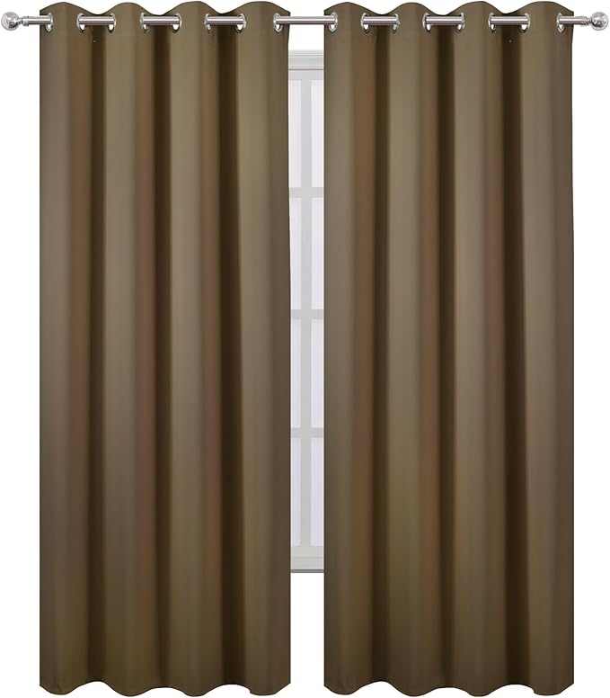 LEMOMO Blackout Curtains 52 x 84 inches Long Brown Curtains Set of 2 Panels - Image 2