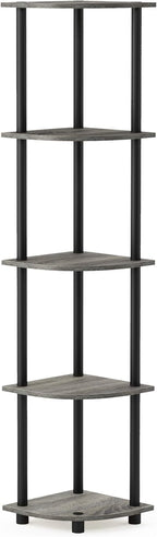 Furinno TURN-N-TUBE Corner Shelf, 5-Tier Corner Bookshelf, Open Storage Shelves by Furinno-FitsYourSpaceFitsYourBudget