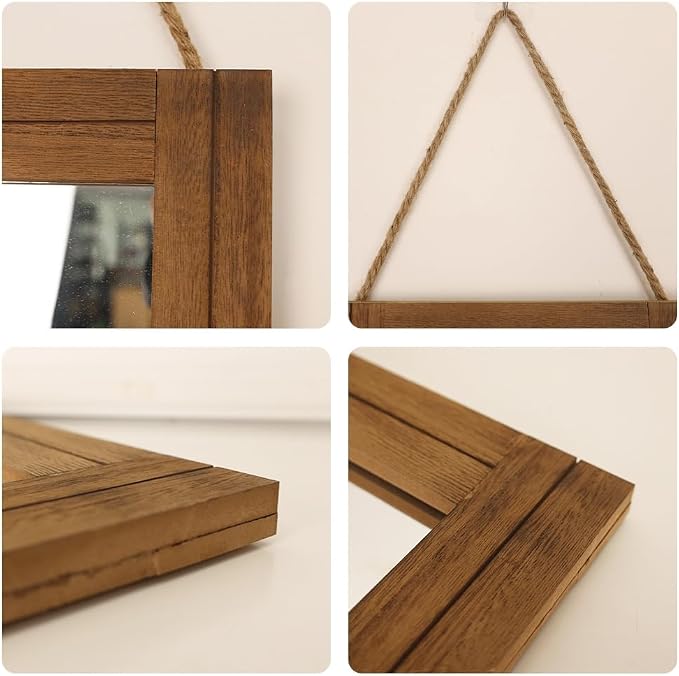 Rectangle Wall Mirror for Bathroom, Distressed White Wood Decor - Image 2