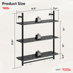 Bestier Floating Pipe Shelving, 31.5" Floating Kitchen Shelves Wall Mounted - Image 2