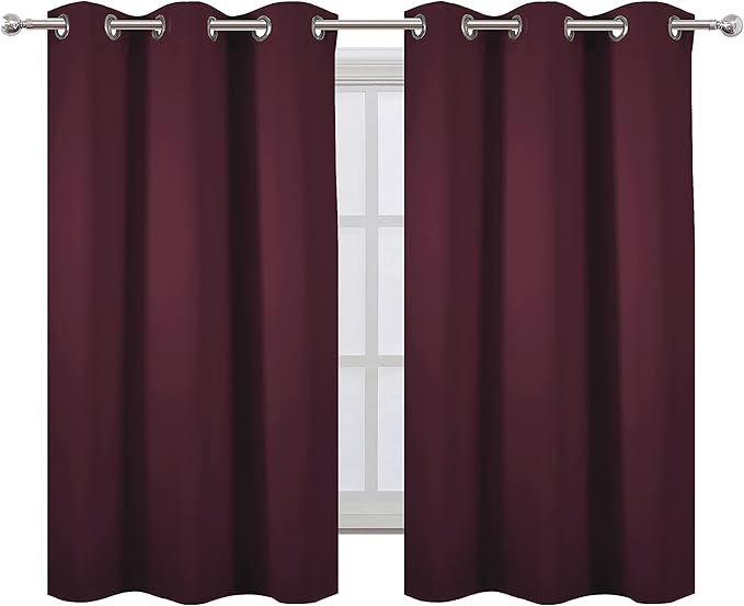 LEMOMO Burgundy Blackout Curtains 38 x 54 Inch Length/Set of 2 Curtain - Image 2