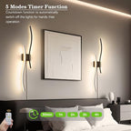 Daunton Modern Black Plug in Wall Sconces Set of 2 - Image 5
