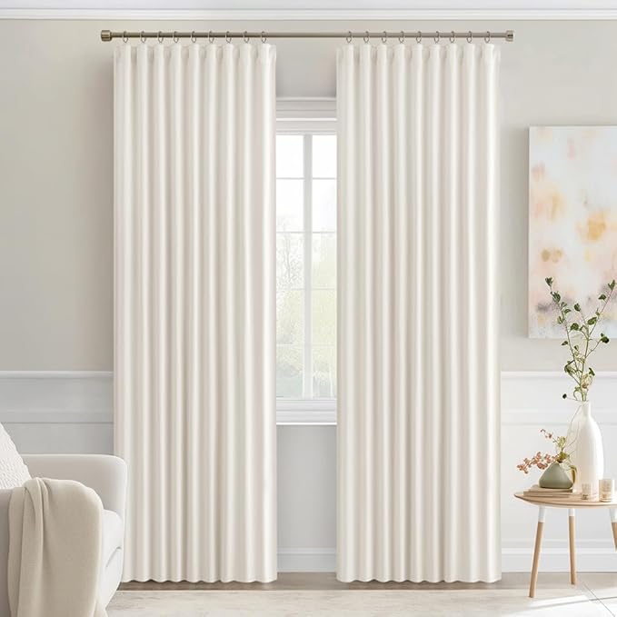 MIULEE Ivory Back Tab Blackout Curtains 72 Inches Long 2 Panels Set - Image 9