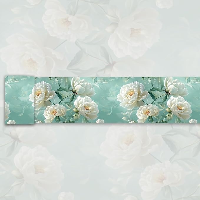 Wallpaper Border 3D Floral White Peony Peel and Stick Wall Border Self Adhesive by WEISENI