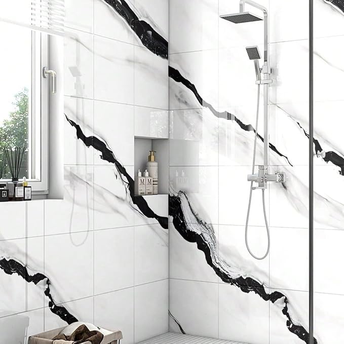 Chejiaye 10pcs Marble Peel and Stick Backsplash Waterproof Washroom Wall Panels - Image 2