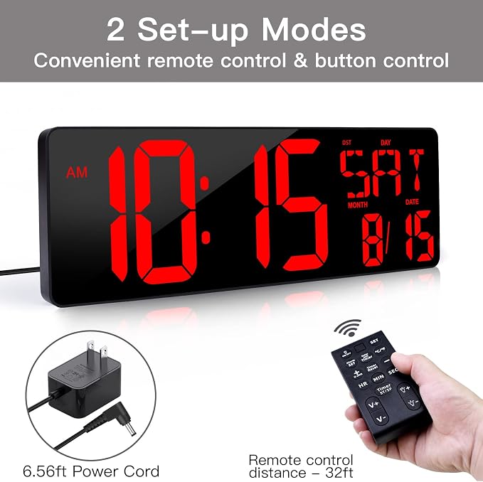 XREXS Large Digital Wall Clock - Image 5
