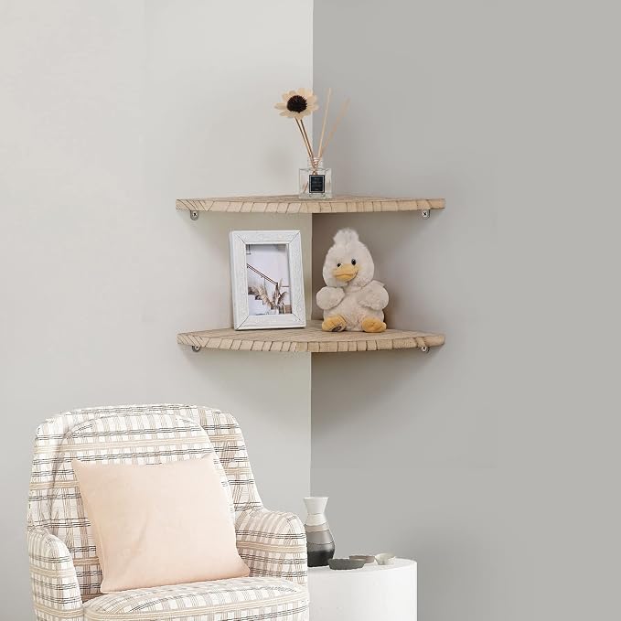 JORIKCHUO 10 inch Corner Wall Shelf, Round End Wall Mounted Floating Corner - Image 5