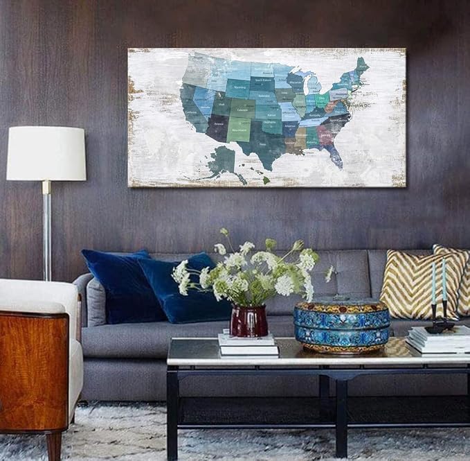 Map of The United States Wall Decor Map Canvas Wall Art - Image 5