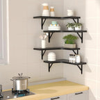 ROMGUAR CRAFT Corner Floating Shelves Wall Mounted Set of 4, Rustic Wood - Image 2