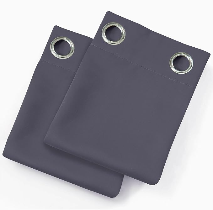 LEMOMO Blackout Curtains 40 x 63 inch/Grey Curtains Set of 2 Panels/Thermal - Image 9