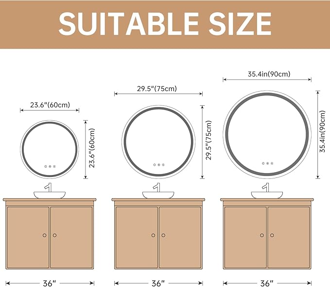 LOVESPEJO 24" Round LED Bathroom Mirror - Image 2