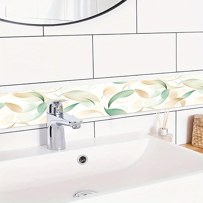 HOMETITUTE Wallpaper Border Peel and Stick Wall Border Green Leaf Watercolor - Image 2