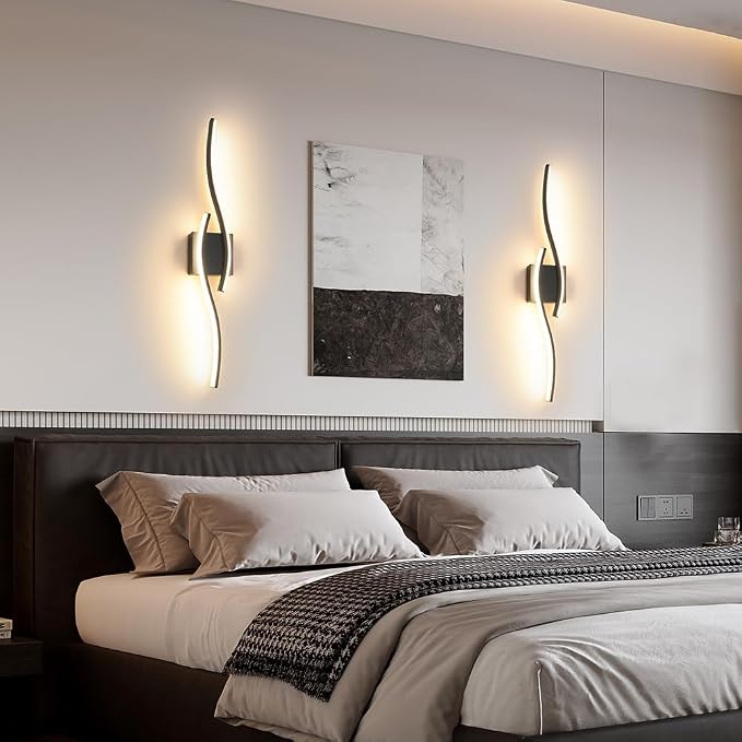 Daunton Modern Hardwired Wall Sconce Set of 2, LED Black Wall Light - Image 4