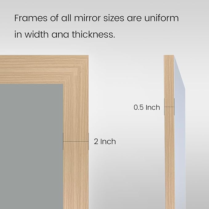 Amorho Bathroom Mirror for Wall, 40X32 Inch Oak Wood Grain Metal Framed Mirror - Image 6