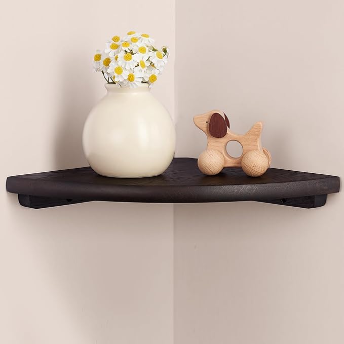 Gieanoo Corner Wall Shelf, 7inch Solid Oak Wood Floating Corner Shelf by GIEANOO