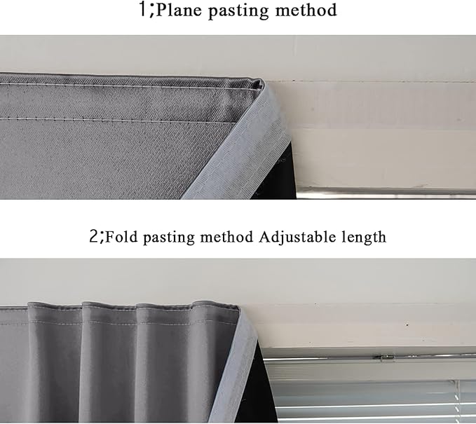 AJAZZ 100% Black Out Curtains Adhesive Blackout Temporary Curtain Rod No - Image 5