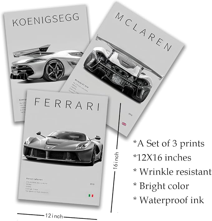 CSLGQGV Car Poster Vintage Racing Car Wall Art Supercar Canvas Prints Painting - Image 4
