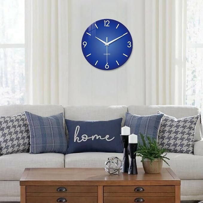 XFM Blue Wall Clock 14 Inch Modern Simple Wall Clocks Battery Operated - Image 5