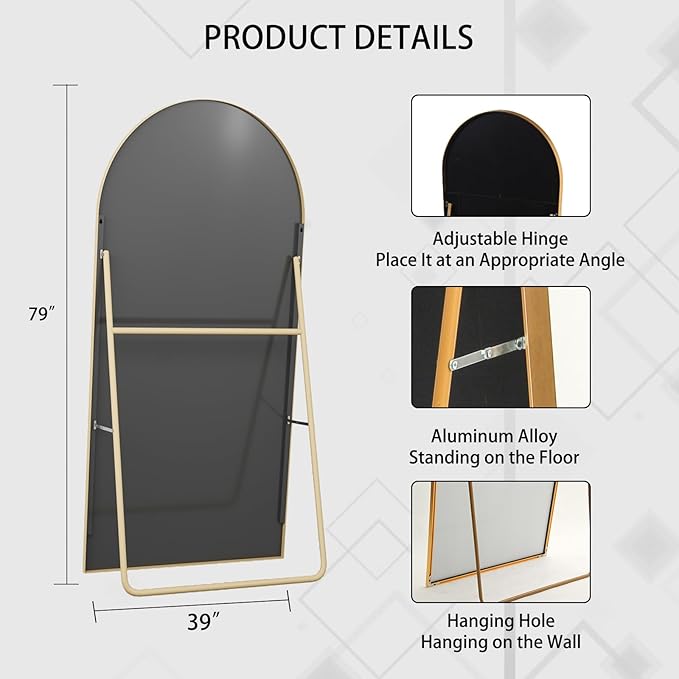 Beauty4U 79" x 39" Large Arched Full Length Mirror - Image 4