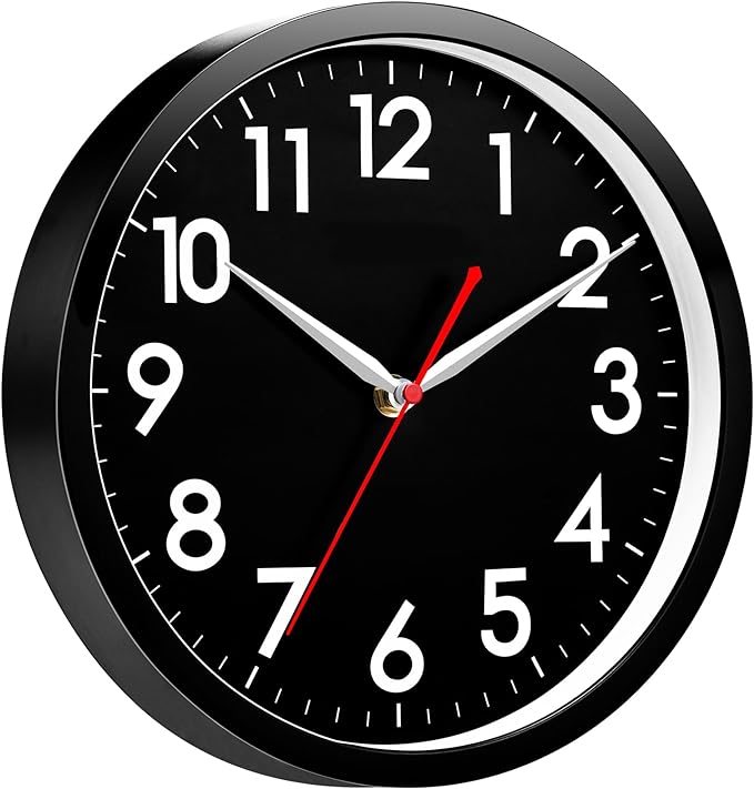 AKCISOT Wall Clock Modern Black Silent Non Ticking Wall Clocks Battery Operated by Akcisot
