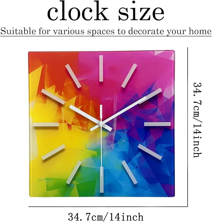 Square Glass Wall Clock Silent Analog Wall Clocks Battery Operated 14 Inch - Image 5