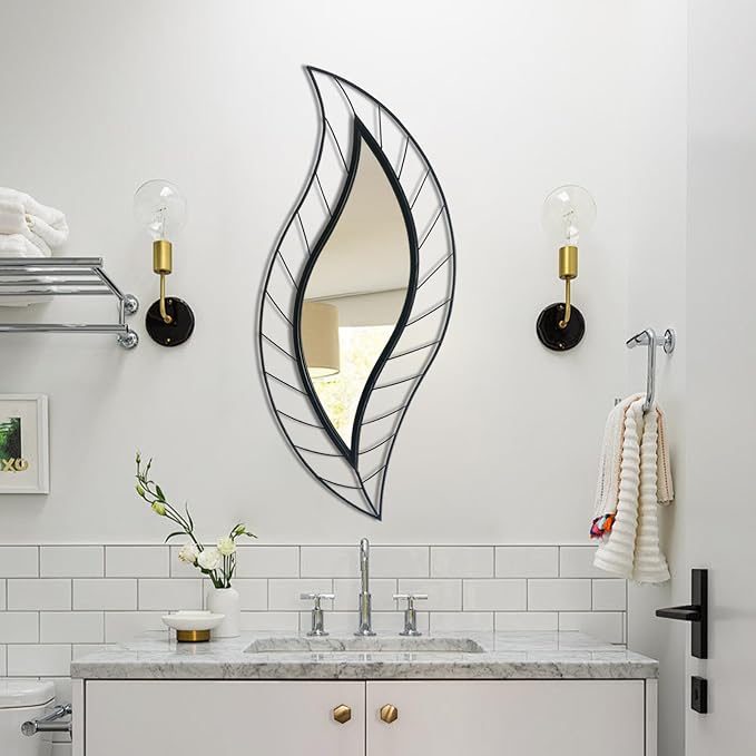 ironsmithn Decorative Wall Mirror, Leaf Teardrop Mirror - Image 8