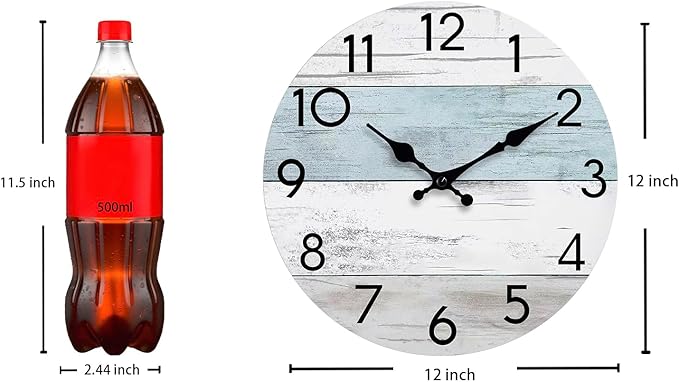 KECYET Wall Clock Silent Non-Ticking Wooden Clocks Battery Operated 12 Inch - Image 4