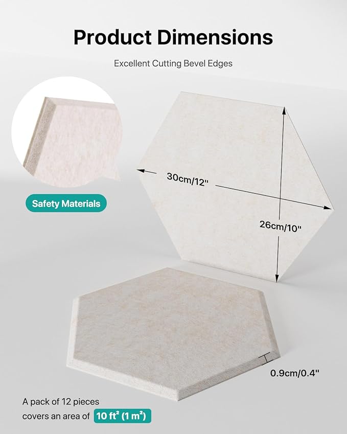 Soundsbay Acoustic Panels, 18 Pack Hexagon Soundproof Wall Panels High Density - Image 5