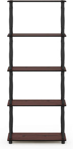 Furinno TURN-S-TUBE Storage Shelves, 5-Tier Book Shelf, Corner Shelf, Toolless - Image 6