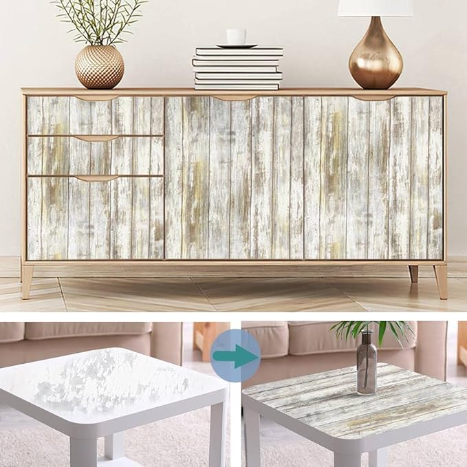 Arthome 11x100'' Gray Rustic Wood Contact Paper Peel and Stick Self-Adhesive - Image 3