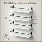 RICHER HOUSE White Bathroom Floating Wall Shelf Set of 4, Small Organizer Over - Image 3