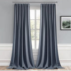 MIULEE Stone Blue Back Tab Blackout Curtain 96 Inch Long 2 Panels Set - Image 9
