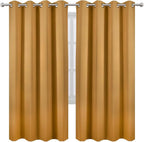LEMOMO Blackout Curtains 66 x 72 Inch Long Mustard Yellow Curtains Set of 2 - Image 2