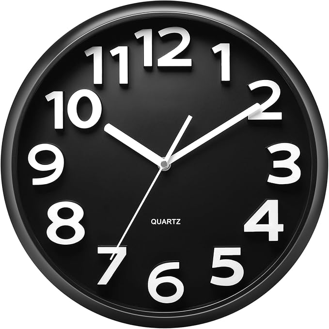 Plumeet 13'' Wall Clock, Large Battery Operated Wall Clocks Silent Non-Ticking by Plumeet