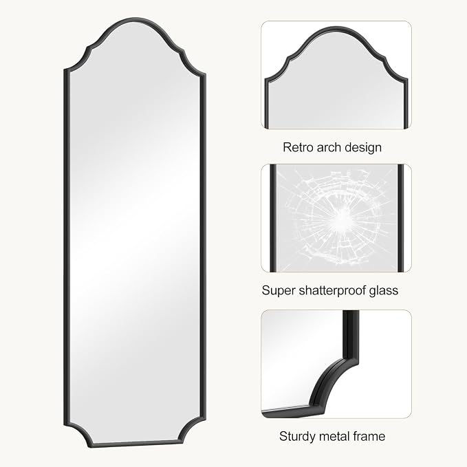 WallBeyond Arched Full Length Mirror Wall Mounted, Living Room, Hanging or - Image 5