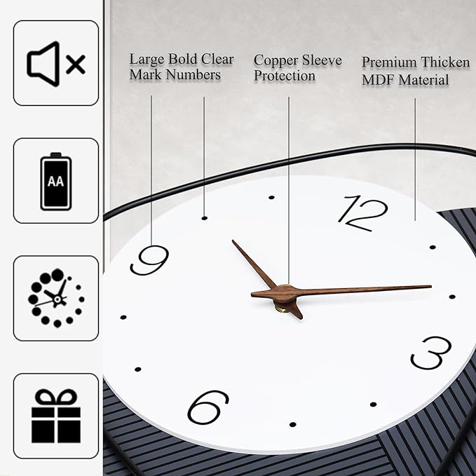 Dankeit Wall Clock, Silent Non-Ticking Quality Quartz Battery Operated - Image 4