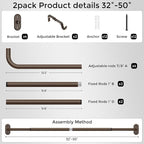 2 Pack Curtain Rods 32-46 Inch, Bronze Wrap Around Blackout Curtain Rods - Image 6