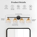 TALOYA Bathroom Vanity Light Fixtures, 4-Light Black and Gold Wall Lights - Image 2