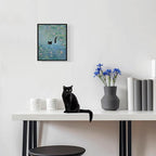 Hamduker Funny Black Cat Wall Art, Monet Art Water Lily Cat Wall Art Decor - Image 4