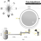 9" Wall Mounted Lighted Makeup Mirror, 4000mAh Rechargeable Double Sided 1X/10X - Image 6