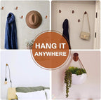 Felidio Wood Wall Hooks, 4 Pack Coat Hooks Mounted Rustic Wooden Heavy Duty - Image 5