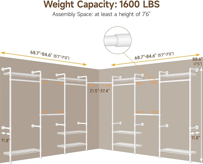 ONBRILL L7 Wall Mounted Industrial Pipe Clothing Rack – Heavy Duty Modular - Image 3