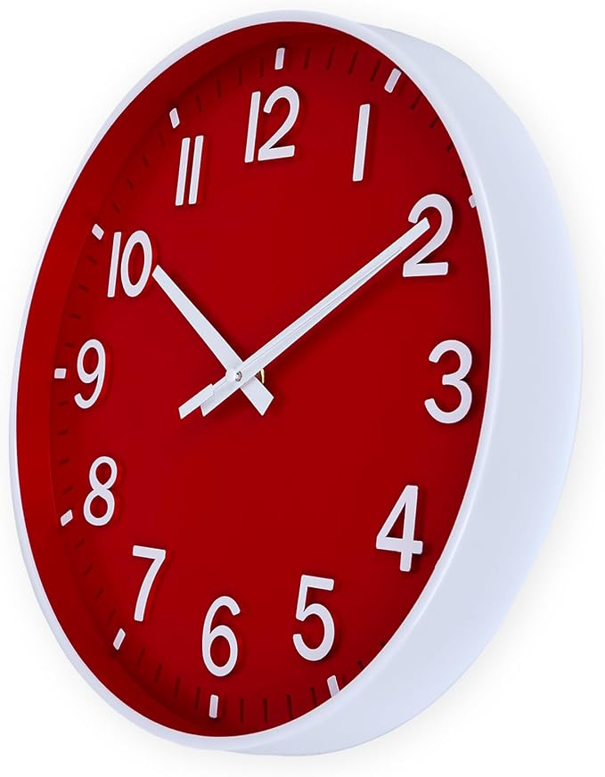 HZDHCLH Red Wall Clocks Battery Operated, 12 inch Silent Non Ticking Modern - Image 3