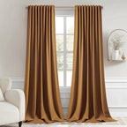 MIULEE Golden Brown Back Tab Blackout Curtains 108 Inch Long 2 Panels Set by MIULEE